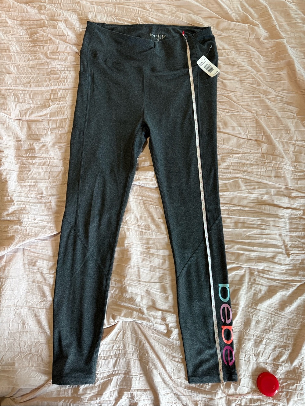 Juniors bebe dark grey Leggings with Multicolor Logo